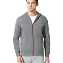 Van Heusen Sport Regular Fit Media Pocket Ultra Soft Solid Hoodie - Mid Grey Melange image 1