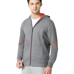 Van Heusen Sport Regular Fit Media Pocket Ultra Soft Solid Hoodie - Mid Grey Melange image 3