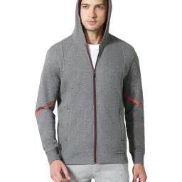 Van Heusen Sport Regular Fit Media Pocket Ultra Soft Solid Hoodie - Mid Grey Melange image 4