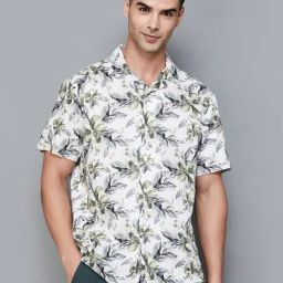 Code by Lifestyle White Cotton Regular Fit Printed Shirt-picture-8