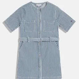 TOMMY HILFIGER Girls Blue Cotton Striped Dress-picture-33