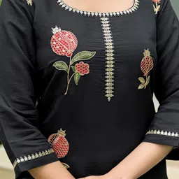 SKYLEE Women Embroidered Regular Sequinned Kurta with Trousers & With Dupatta image 3