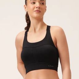 Clovia Black Polyester Solid Sports Bra-picture-16