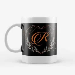 eCraftIndia Black Ceramic Alphabet R Printed Coffee Mug (0.25 L) image 2