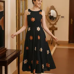 SZN Floral Print Fit & Flare Midi Dress-picture-21