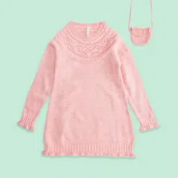 Pantaloons Junior Pink Cotton Regular Fit Full Sleeves Dress-picture-21