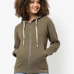 Campus Sutra Olive Cotton Regular Fit Hoodie-picture-47