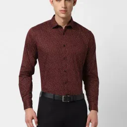 V Dot Maroon Cotton Slim Fit Printed Shirt-picture-14