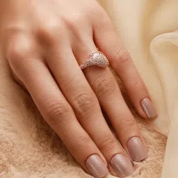 Priyaasi Elegant American Diamond Adjustable Rose Gold-Plated Ring image 2