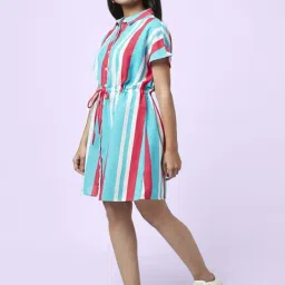 YU by Pantaloons Blue & Red Striped Shirt Dress image 3