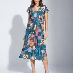 Latin Quarters Blue Printed Casual Dress-image-32