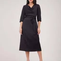 Fablestreet Black A-Line Dress-image-86