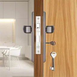 Atom Zinc Alloy Black and Grey Door Handle Lock Set, MH-ZN-O65-KY-GB image 2