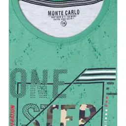 Monte Carlo Kids Green Cotton Printed T-Shirt image 3