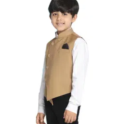VASTRAMAY Kids Beige Nehru Jacket image 3