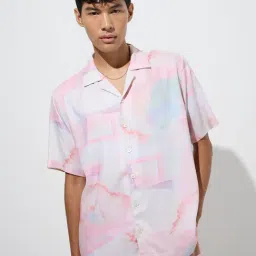 nuon men Nuon by Westside Pink Tie-Dye Pattern Relaxed-Fit Shirt-picture-11