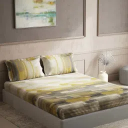 DDecor Yellow Cotton 150 TC King Size Bedsheet With Pillow Covers-image-86