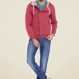 Campus Sutra Maroon Solid Hooded Sweatshirt-image-38
