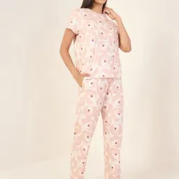 Sweet Dreams Beige Polyester Floral Pyjama Set-image-95