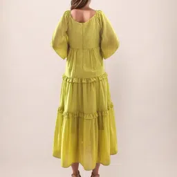 Zink London Green Polyester Solid Peplum Dress image 4