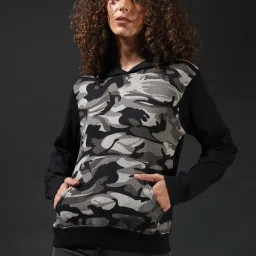 Campus Sutra Black Graphic Print Hoodie image 1