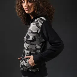 Campus Sutra Black Graphic Print Hoodie image 3