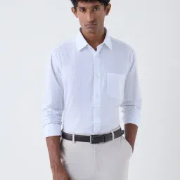 WES Formals by Westside White Checks Detailed Relaxed-Fit Cotton Shirt-picture-11