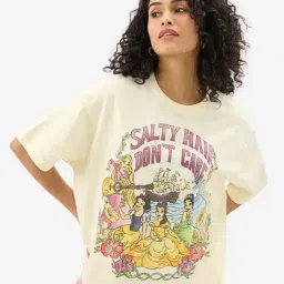The Souled Store Beige Cotton Graphic Print Oversized T-Shirt-image-14