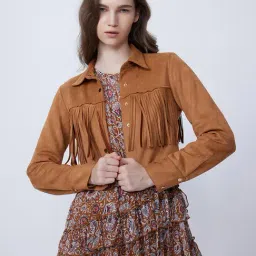 Cover Story Brown Regular Fit Cropped Jacket-picture-27