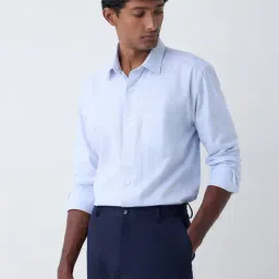 WES Formals by Westside Blue Checkered Relaxed-Fit Cotton Shirt-image-76
