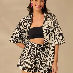 all about you Printed Shirt Collar Neck Shirt With Shorts Co-Ords-picture-26