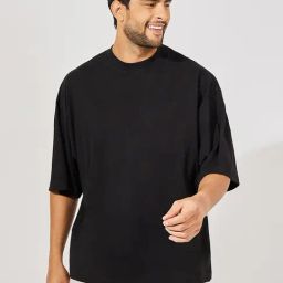 Styli Black Boxy Fit Printed Crew T-Shirt-picture-16