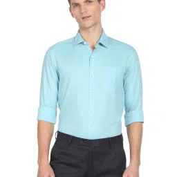 Arrow Light Blue Cotton Slim Fit Self Pattern Shirt image 1