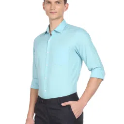 Arrow Light Blue Cotton Slim Fit Self Pattern Shirt image 3