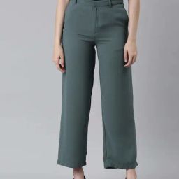 Go Colors! Green Mid Rise Flared Pants-picture-2
