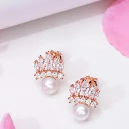 Zavya Floral Radiance 925 Sterling Silver Rose Gold-Plated Earring-image-59