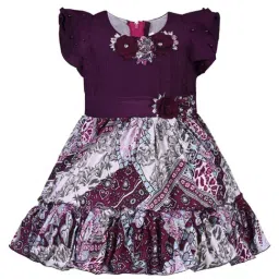 Wish Karo Kids Purple Applique Frock-picture-22