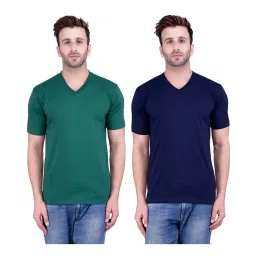 Weardo Bottle Green & Navy Cotton T-Shirt image 1