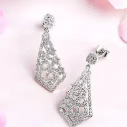 Zavya Abstract CZ Elegance Rhodium-Plated 925 Sterling Silver Earrings-image-85