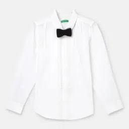 United Colors of Benetton Kids Boy's Regular Fit Spread Collar Pleated Shirt-picture-32
