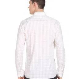 Arrow Light Brown Cotton Slim Fit Checks Shirt image 2