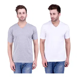 Weardo Grey & White Cotton T-Shirt image 1