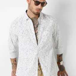 Vastrado White Cotton Relaxed Fit Printed Shirt-picture-17