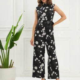 KASSUALLY Black & White Floral Print Jumpsuit-picture-10
