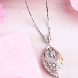 Zavya 925 Silver Abstract Radiance Fusion Rhodium Rose Gold-Plated Necklace for Women-picture-14