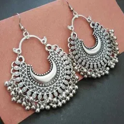 JMBW INTERNATIONAL Set Of 2 Silver-Plated Contemporary Beaded Oxidised Drop Earrings-picture-14