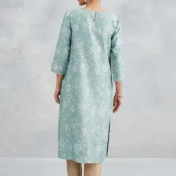Fabindia Green Regular Fit Floral Print Kurtas image 2