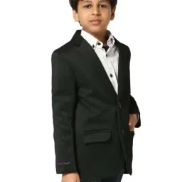 TAHVO Kids Cadmium Green Slim Fit Full Sleeves Blazer image 3