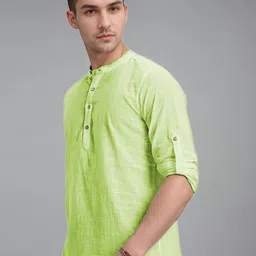 Vida Loca Men Band Collar Roll-Up Sleeves Straight Short Kurta image 4