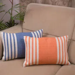 Spaces Spun Abstract Multicolor Cotton Cushion Cover-image-3